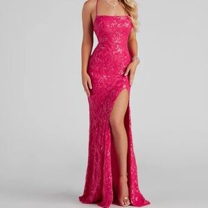 Windsor Rowena Sequin Mermaid Dress (FUCHSIA XS)